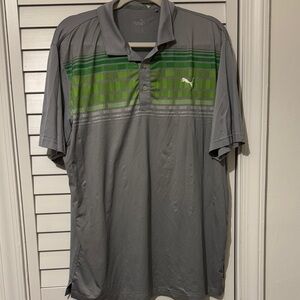 Puma Men's Golf Polo Shirt in Gray with Green
